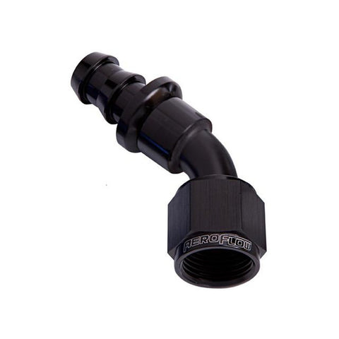 Aeroflow AF402-06BLK 45 Deg Push Lock End -6AN Black No