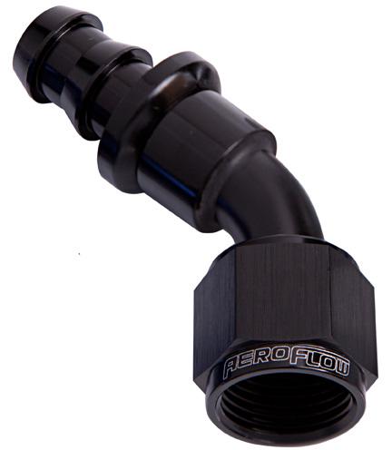 Aeroflow AF402-08BLK 45 Deg Push Lock End -8AN Black No