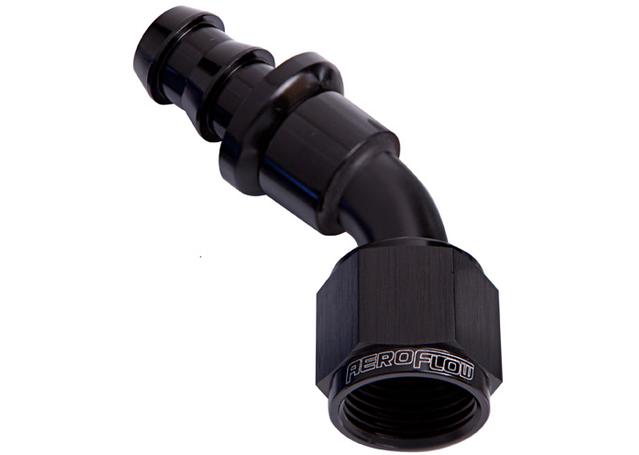 Aeroflow AF402-10BLK 45 Deg Push Lock End -10AN Black No