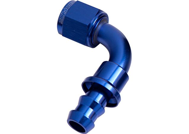 Aeroflow AF403-08 90 Deg Push Lock End -8AN Blue No Clamp