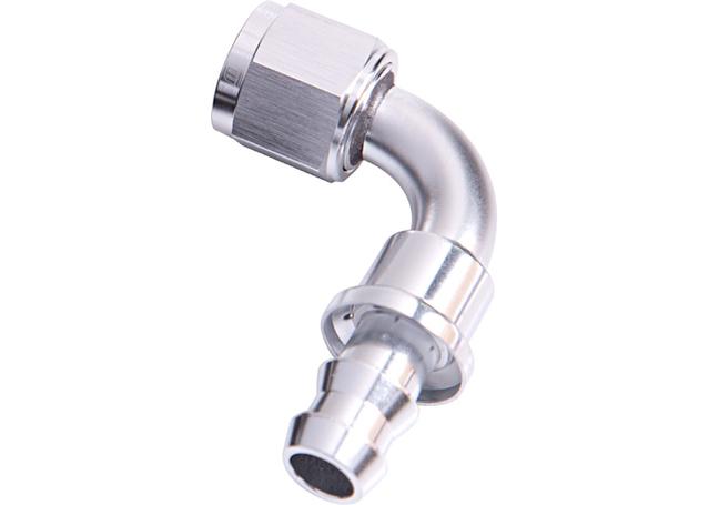 Aeroflow AF403-10S 90 Deg Push Lock End -10AN Silver No