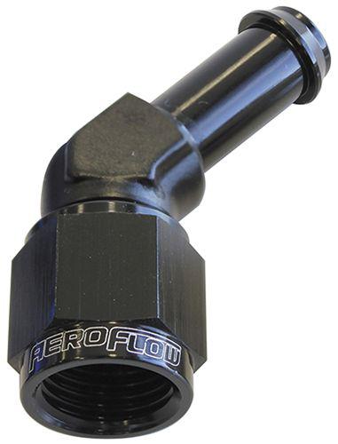 Aeroflow AF412-06-05BLK Female -6AN 45Deg To 5/16"Barb