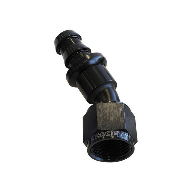 Aeroflow AF417-06BLK 30 Deg Push Lock End -6AN Black No