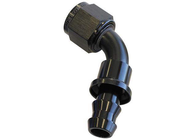 Aeroflow AF418-06BLK 60 Deg Push Lock End -6AN Black No
