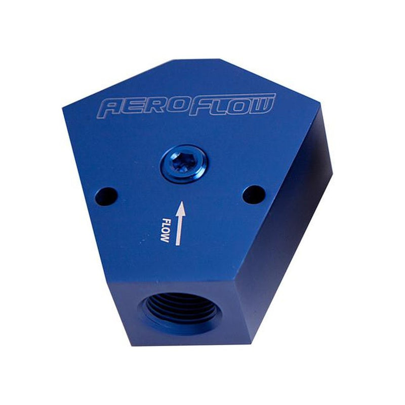 Aeroflow AF451-08 Fuel Block 3/8 - 3/8 In - Out Blue 1/8"
