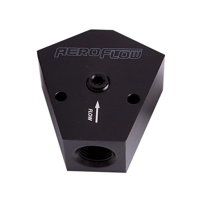 Aeroflow AF451-08BLK Fuel Block 3/8 - 3/8 In - Out Black