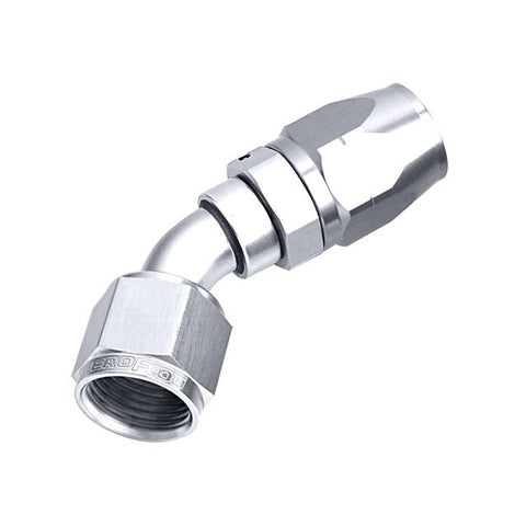 Aeroflow AF502-06S Alloy 45 Deg Hose End -6AN Silver