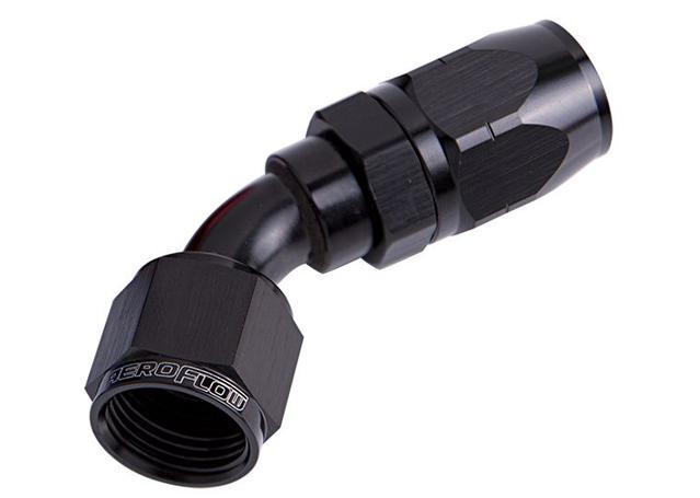 Aeroflow AF502-06BLK Alloy 45 Deg Hose End -6AN Black