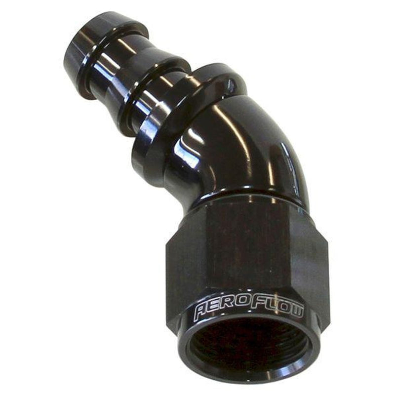 Aeroflow AF512-06BLK -6AN 45 Black Full Flow Push Lock
