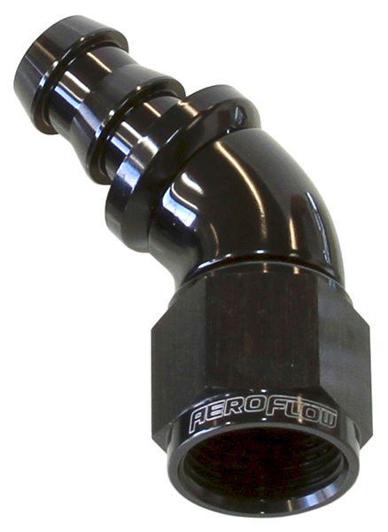 Aeroflow AF512-10BLK -10AN 45 Black Full Flow Push Lock