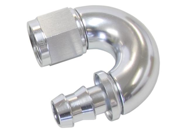Aeroflow AF516-06S -6AN 180 Silver Full Flow Push Lock