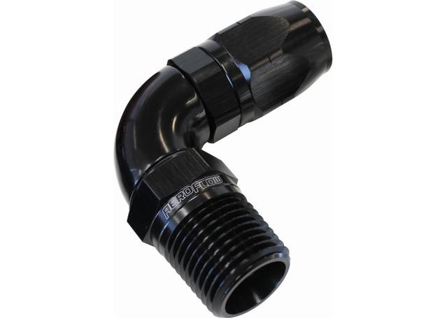Aeroflow AF529-06-02BLK Male 1/8 NPT 90 Deg To -6AN Hose