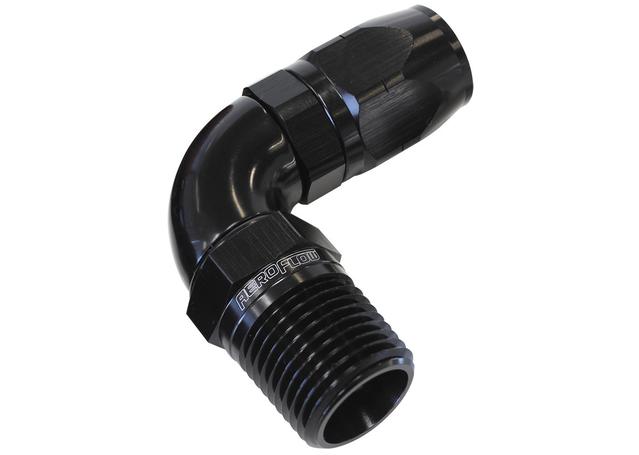 Aeroflow AF529-12-08BLK Male 1/2 NPT 90 Deg To -12AN Hose