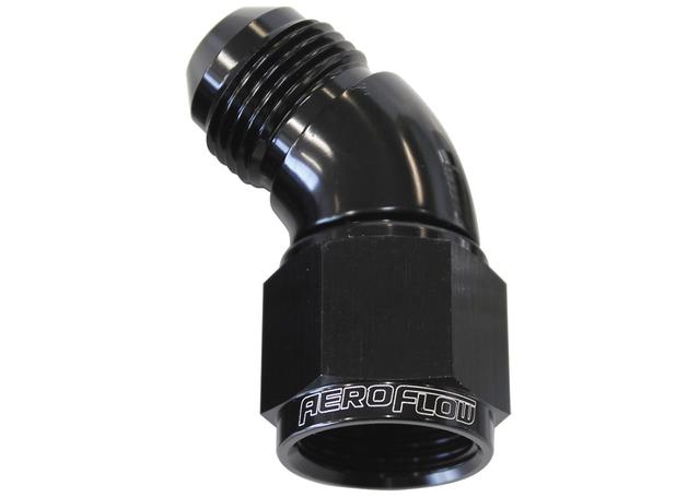 Aeroflow AF542-06BLK 45 Deg Female - Male -6AN Black Full