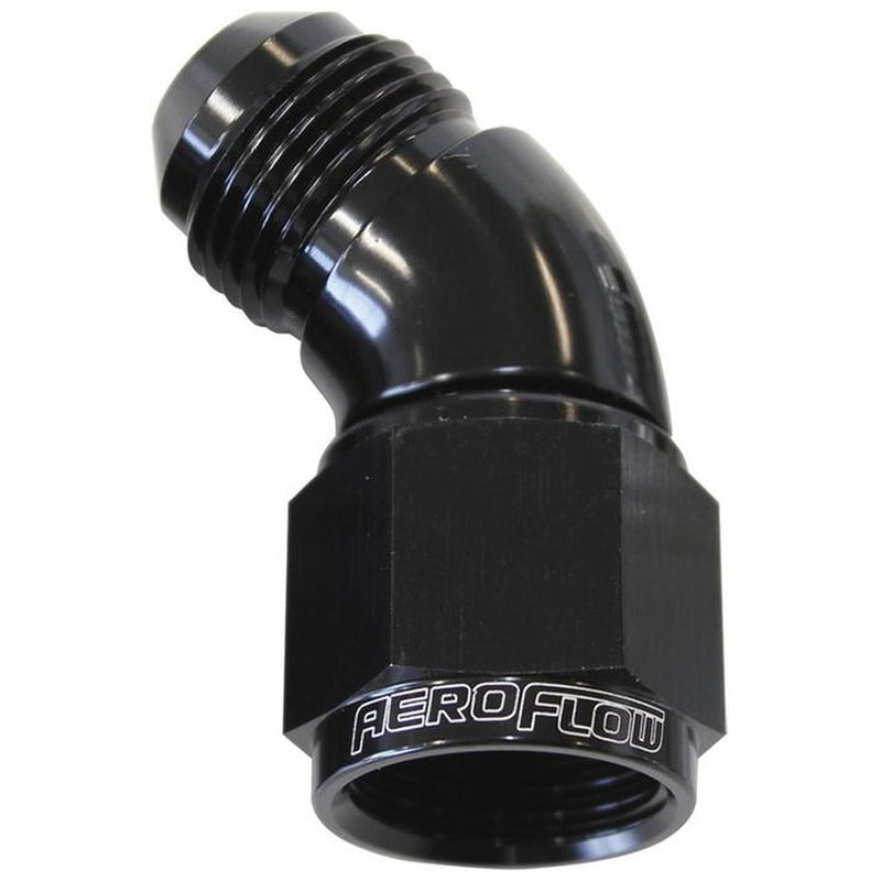 Aeroflow AF542-12BLK 45 Deg Female - Male -12AN Black