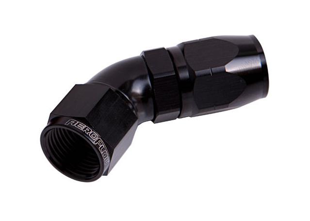 Aeroflow AF552-08-06BLK Stepped 45 Deg Hose End -8 Hose