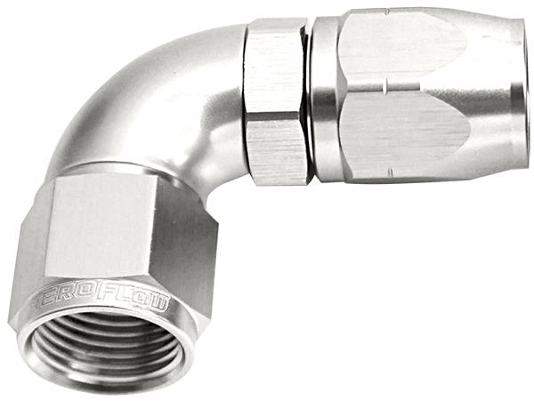 Aeroflow AF553-04S Alloy 90 Deg Hose End -4AN Silver