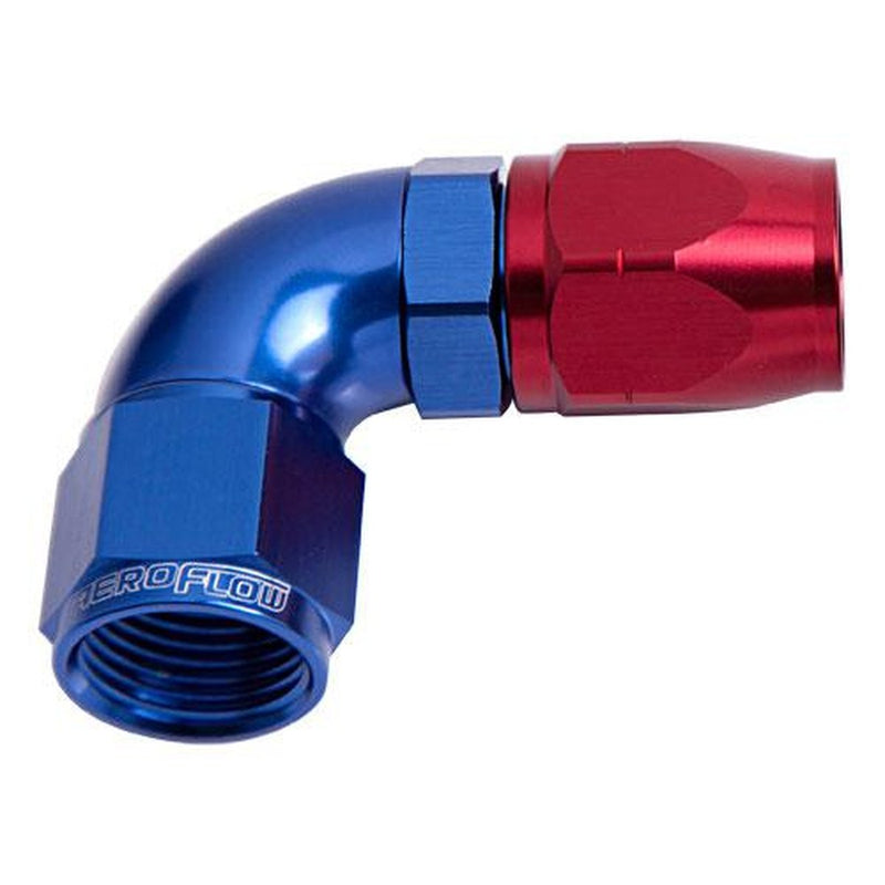 Aeroflow AF553-06 Alloy 90 Deg Hose End -6AN Blue Cutter