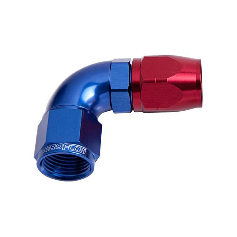 Aeroflow AF553-04 Alloy 90 Deg Hose End -4AN Blue Cutter