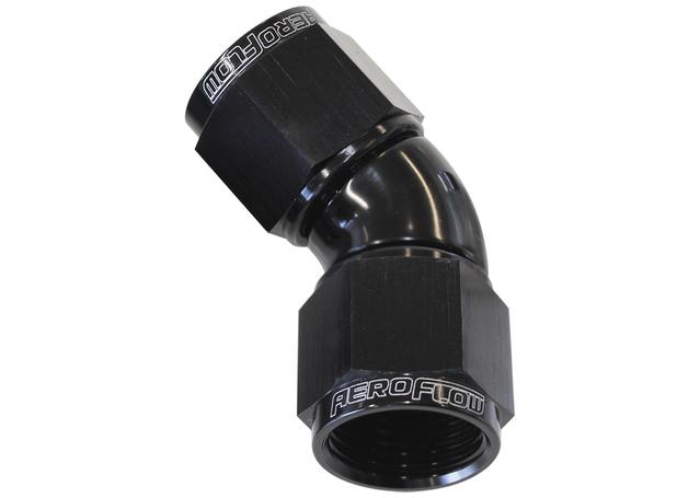 Aeroflow AF563-10BLK -10AN 45 Deg Swivel Coupler Black