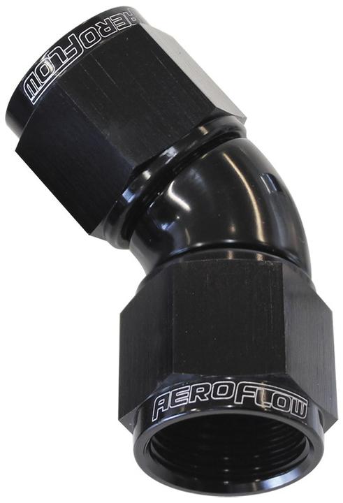 Aeroflow AF563-12BLK -12AN 45 Deg Swivel Coupler Black