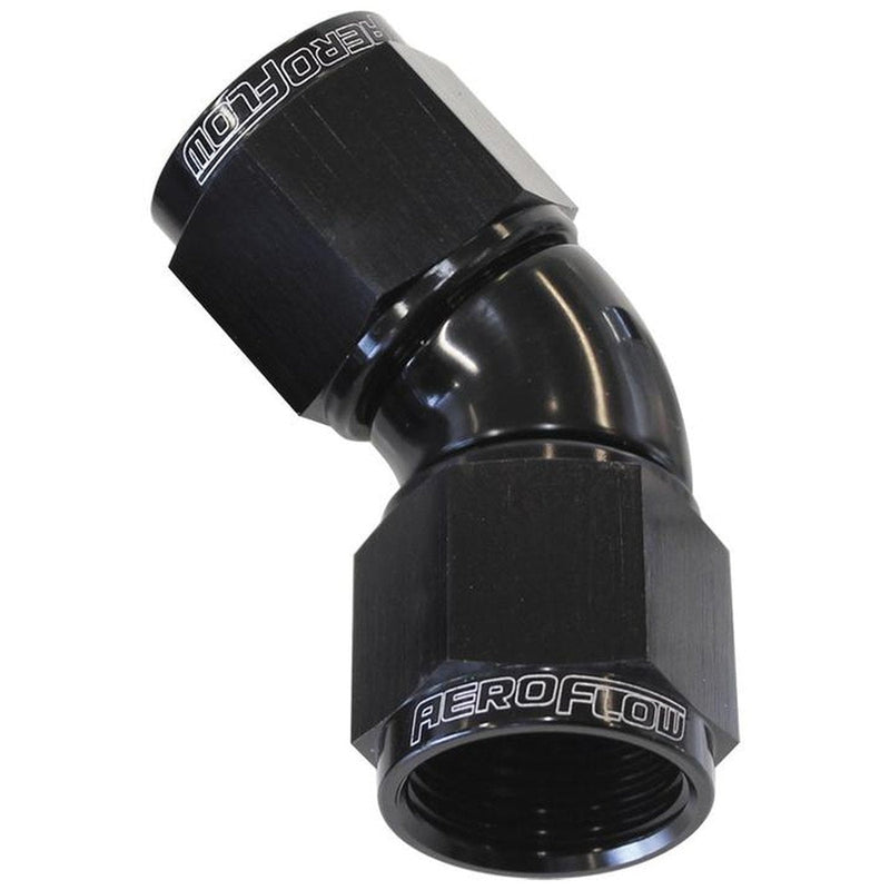 Aeroflow AF563-20BLK -20AN 45 Deg Swivel Coupler Black