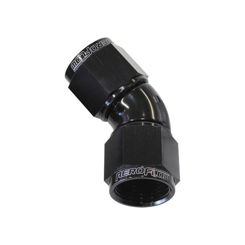 Aeroflow AF563-16BLK -16AN 45 Deg Swivel Coupler Black