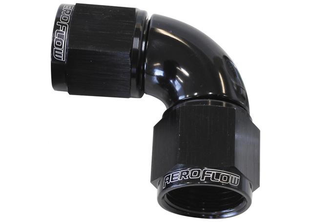 Aeroflow AF583-04BLK -4AN 90 Deg Swivel Coupler Black
