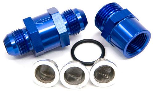 Aeroflow AF608-08 -8AN Inline Fuel & Oil Filter Blue 3x