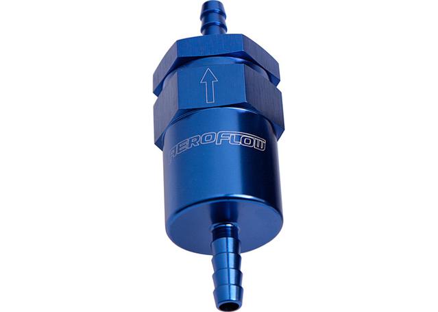 Aeroflow AF610-05 Billet Fuel Filter 5/16" Barb Blue