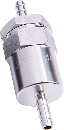 Aeroflow AF610-06S Billet Fuel Filter 3/8" Barb Silver