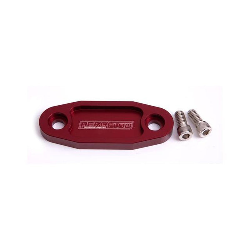 Aeroflow AF64-2020R Billet Fuel Pump Block Off Red Suits