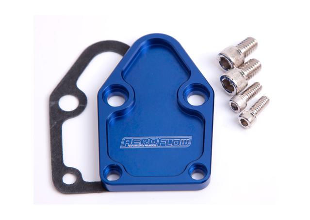 Aeroflow AF64-2028 Billet Fuel Pump Block Off Plate Blue