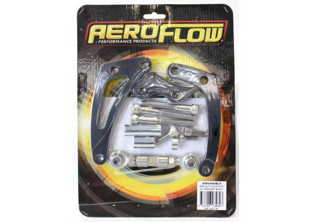 Aeroflow AF64-4004BLK Black Low Mount Alt Brack Left Side