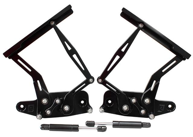 Aeroflow AF64-4129BLK Billet Bonnet Hinge Kit Black Fits