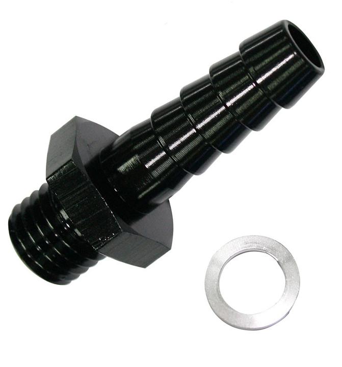 Aeroflow AF745-02BLK Male 10mmx1.00mm To 3/8 Barb Black