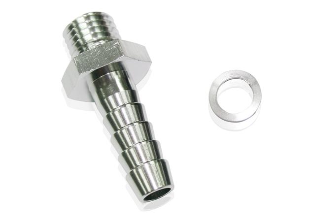 Aeroflow AF745-01S Male 10mmx1.00mm To 8mm Barb Silver