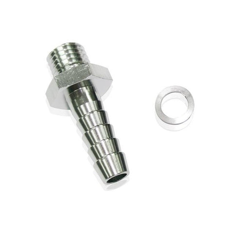 Aeroflow AF731-01S Metric M12x1.5mm To 8mm Barb Silver