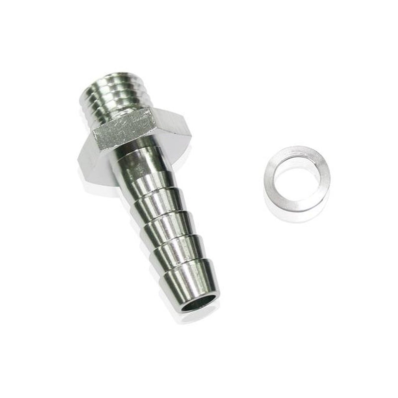 Aeroflow AF746-01S Metric M14x1.5 To 8mm Barb Silver Use