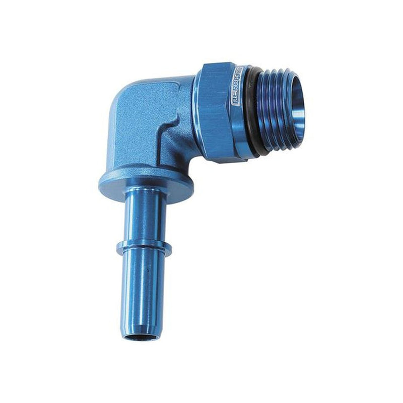 Aeroflow EFI Fuel Fitting 90 Deg 3/8" Push On Barb To