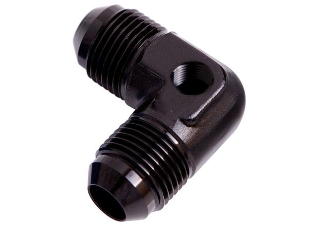 Aeroflow AF821-06PBLK 90Deg Union -6AN With 1/8" Port