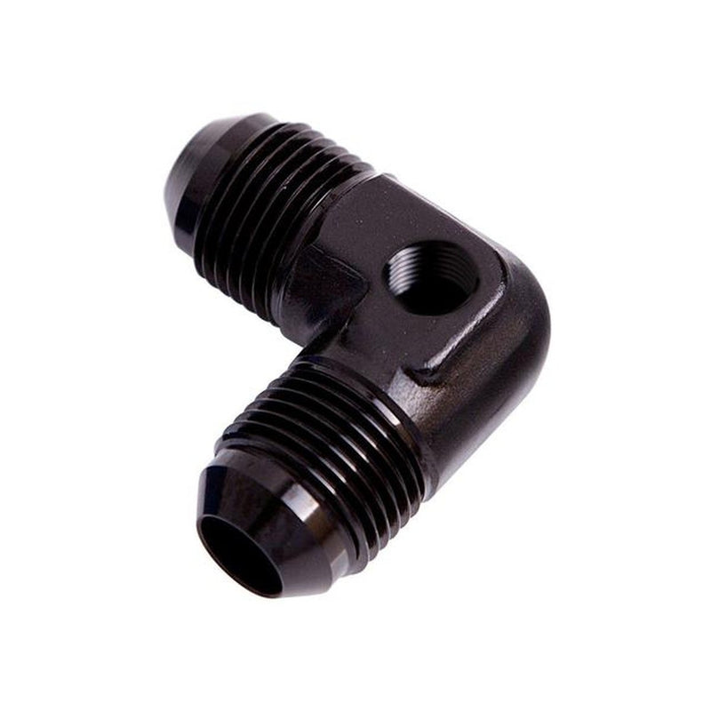 Aeroflow AF821-08PBLK 90Deg Union -8AN With 1/8" Port