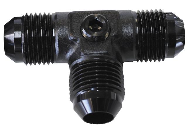 Aeroflow AF824-08PBLK Male Flare Tee -8AN With 1/8" Port