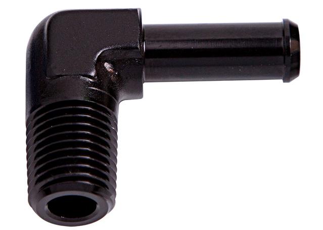Aeroflow AF842-06BLK 90Deg 1/4" Npt To 3/8" Barb Black