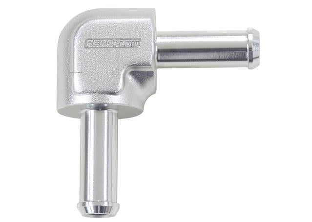 Aeroflow 90 Degree 3/8" Barb Both Ends Silver