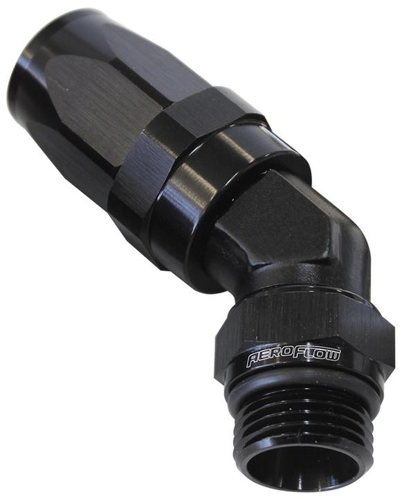Aeroflow AF844-12-10BLK 45Deg -12 Hose To Male -10 Thread