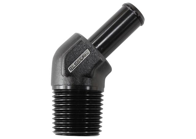 Aeroflow AF845-06-06ANBLK Black 45Deg 3/8"Npt To -6AN