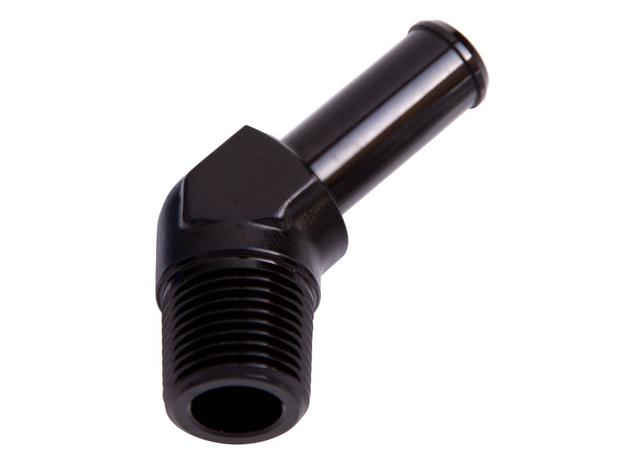 Aeroflow AF845-10BLK 45Deg 1/2" Npt To 5/8" Barb Black