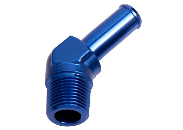 Aeroflow AF845-06-10 45Deg 3/8" Npt To 5/8" Barb Blue