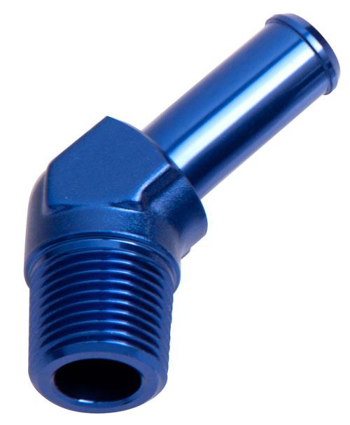 Aeroflow AF845-10 45Deg 1/2" Npt To 5/8" Barb Blue 45Deg